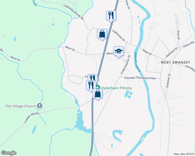 map of restaurants, bars, coffee shops, grocery stores, and more near 787 New Hampshire 10 in Swanzey