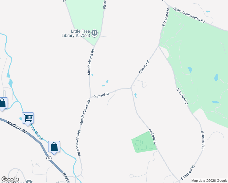 map of restaurants, bars, coffee shops, grocery stores, and more near 86 Orchard St in Brattleboro