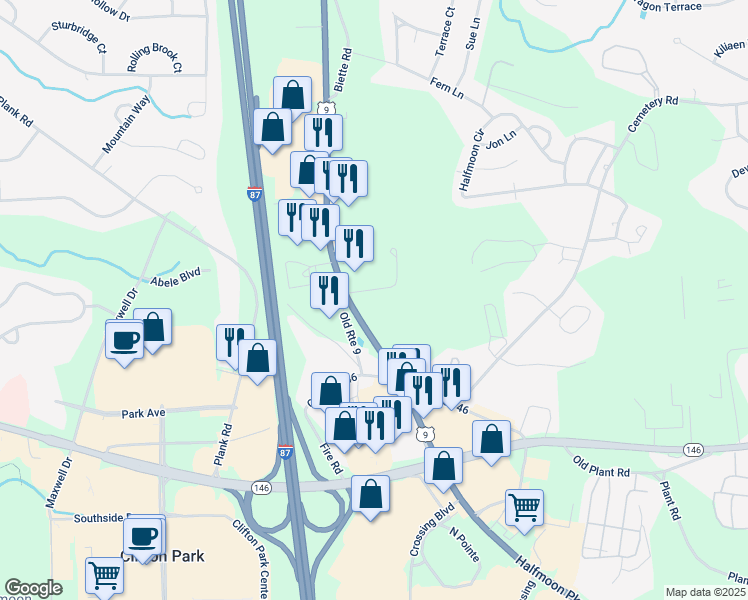 map of restaurants, bars, coffee shops, grocery stores, and more near 2 Chelsea Pl in Saratoga