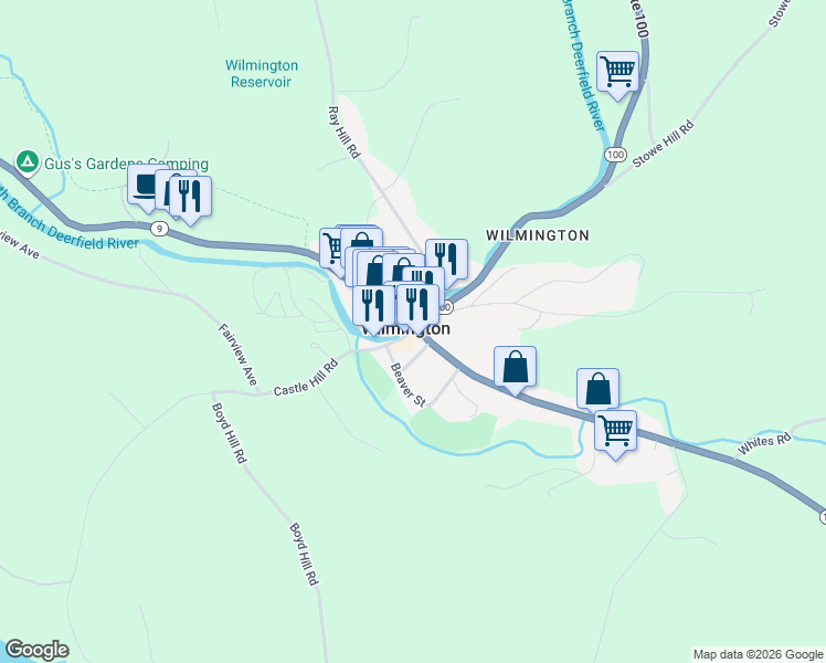 map of restaurants, bars, coffee shops, grocery stores, and more near in Wilmington