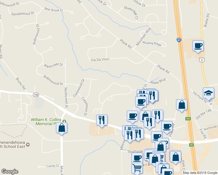 map of restaurants, bars, coffee shops, grocery stores, and more near 175 Tallow Wood Drive in Saratoga County