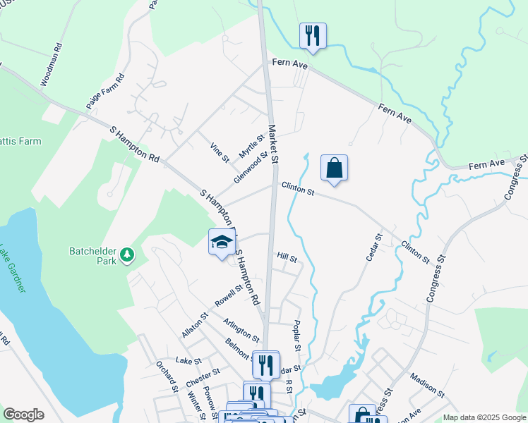 map of restaurants, bars, coffee shops, grocery stores, and more near 160 Market Street in Amesbury