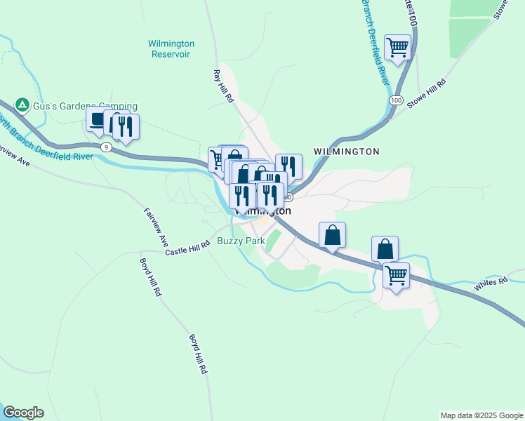 map of restaurants, bars, coffee shops, grocery stores, and more near in Wilmington