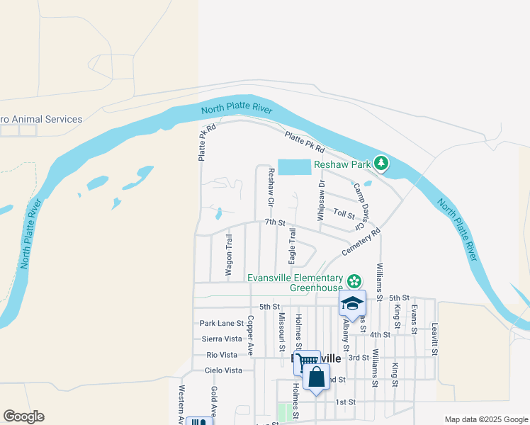 map of restaurants, bars, coffee shops, grocery stores, and more near 712 Reshaw Circle in Evansville