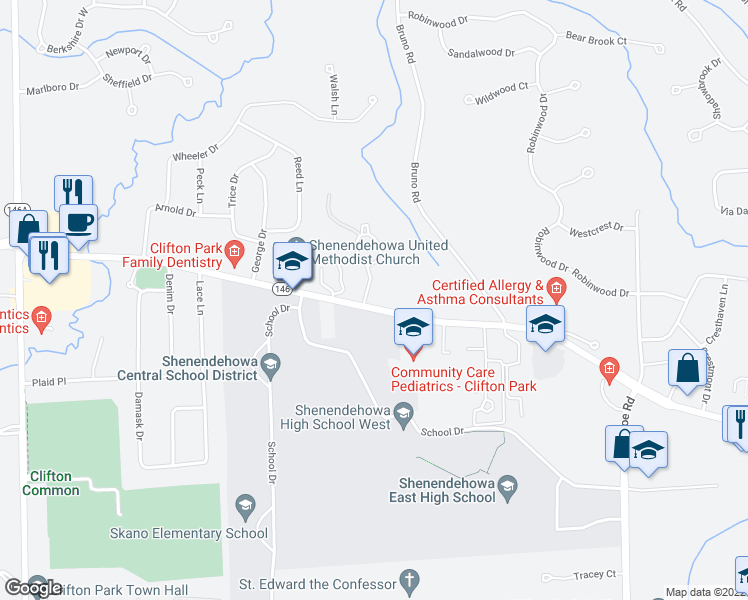 map of restaurants, bars, coffee shops, grocery stores, and more near 951 New York 146 in Saratoga County