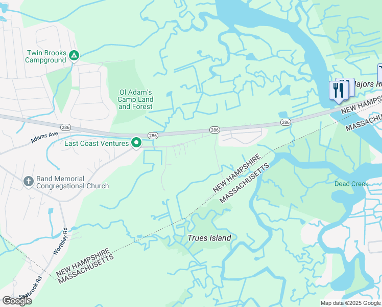map of restaurants, bars, coffee shops, grocery stores, and more near 298 South Main Street in Seabrook