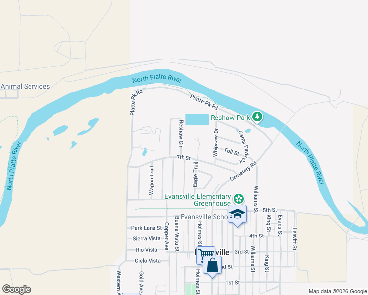 map of restaurants, bars, coffee shops, grocery stores, and more near 712-716 Reshaw Circle in Evansville