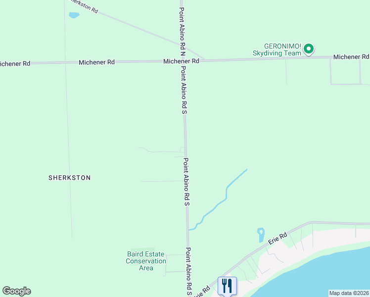 map of restaurants, bars, coffee shops, grocery stores, and more near 203 Point Abino Road South in Fort Erie