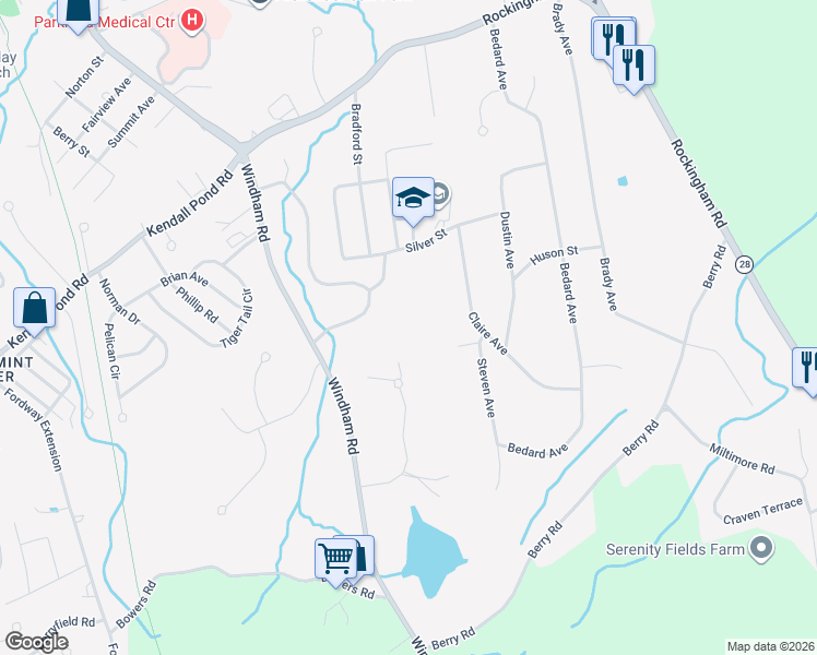 map of restaurants, bars, coffee shops, grocery stores, and more near 17 Tyler Road in Derry