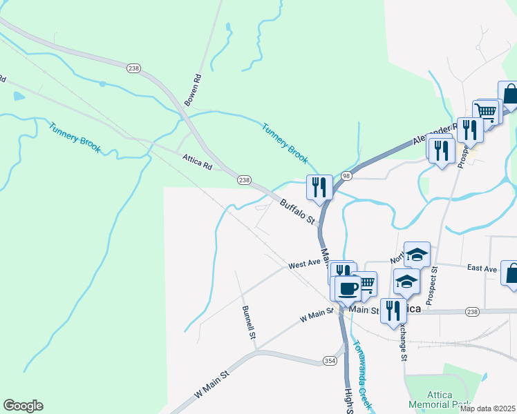 map of restaurants, bars, coffee shops, grocery stores, and more near 45 Sokol Drive in Attica
