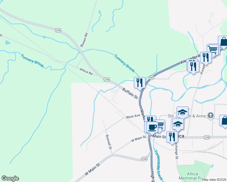 map of restaurants, bars, coffee shops, grocery stores, and more near 45 Sokol Drive in Attica