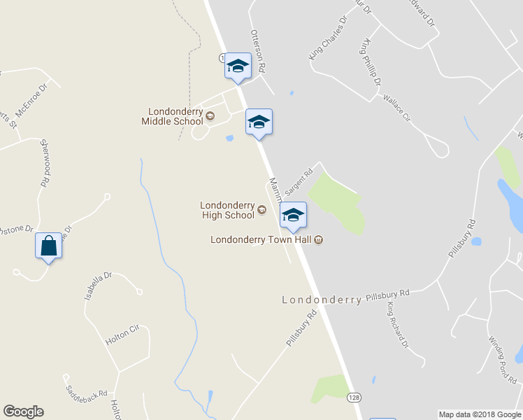 map of restaurants, bars, coffee shops, grocery stores, and more near 295 Mammoth Road in Londonderry
