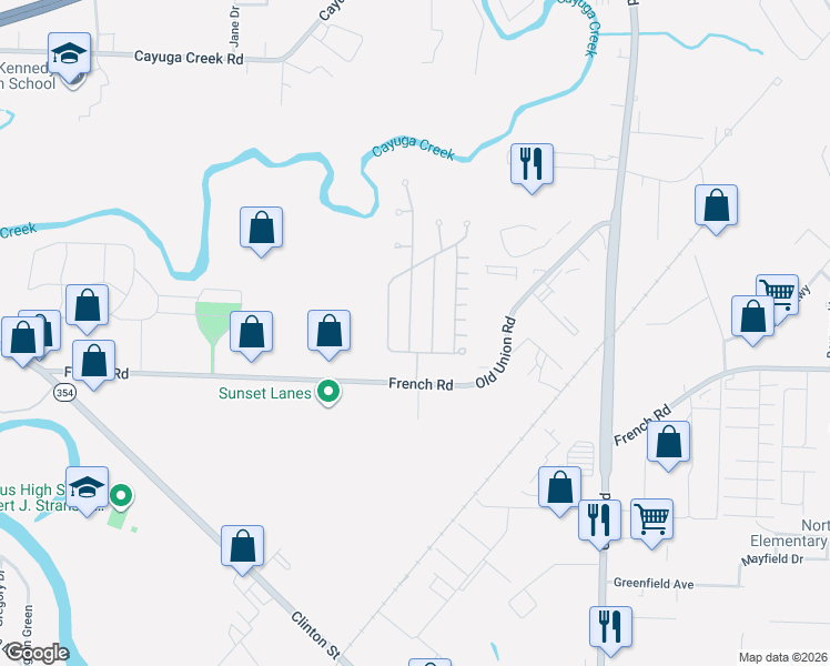 map of restaurants, bars, coffee shops, grocery stores, and more near 41 Lorraine Place in Buffalo