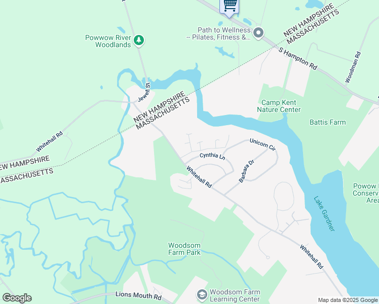 map of restaurants, bars, coffee shops, grocery stores, and more near 3 Adams Court in Amesbury