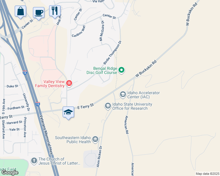 map of restaurants, bars, coffee shops, grocery stores, and more near 3485 Somerset Drive in Pocatello