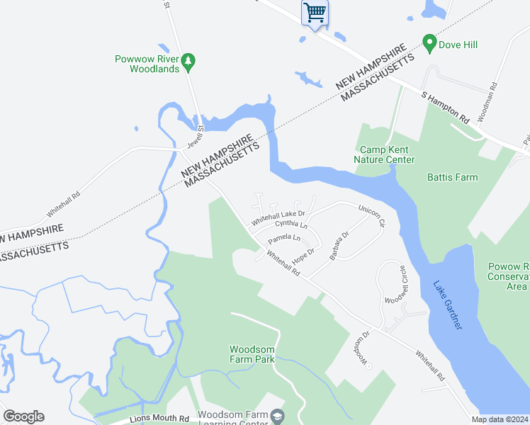 map of restaurants, bars, coffee shops, grocery stores, and more near 18 Adams Court in Amesbury