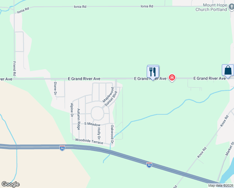 map of restaurants, bars, coffee shops, grocery stores, and more near Ridge Boulevard in Portland