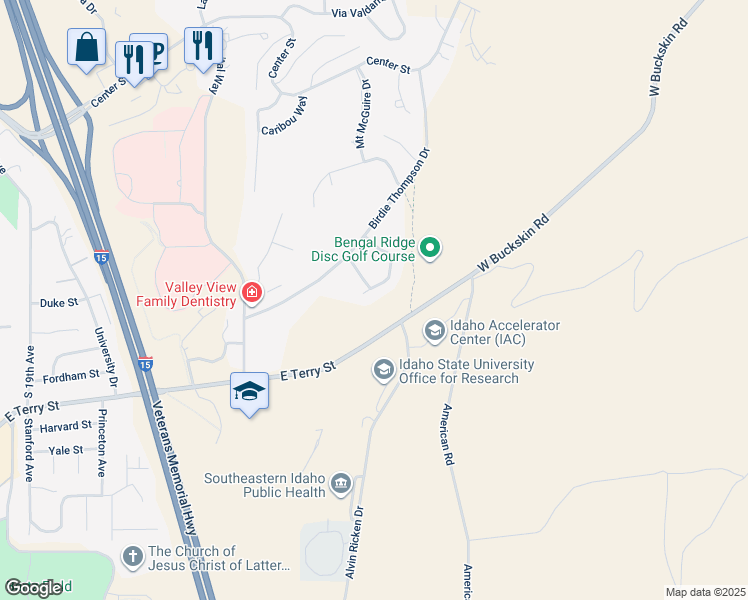 map of restaurants, bars, coffee shops, grocery stores, and more near 3485 Somerset Drive in Pocatello