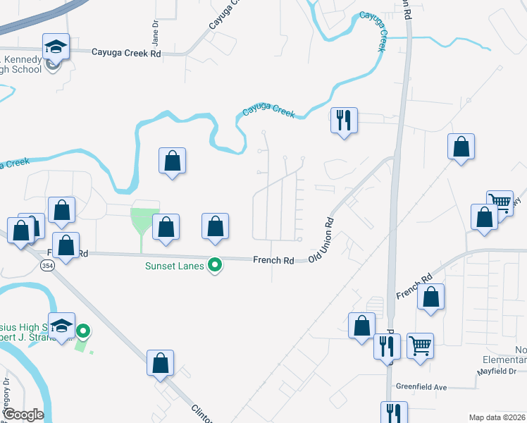 map of restaurants, bars, coffee shops, grocery stores, and more near 41 Lorraine Place in Buffalo