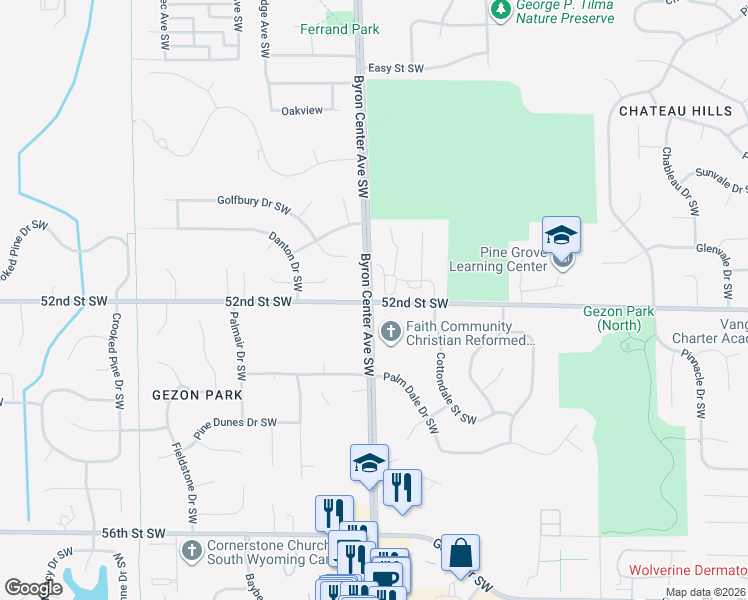 map of restaurants, bars, coffee shops, grocery stores, and more near in Wyoming