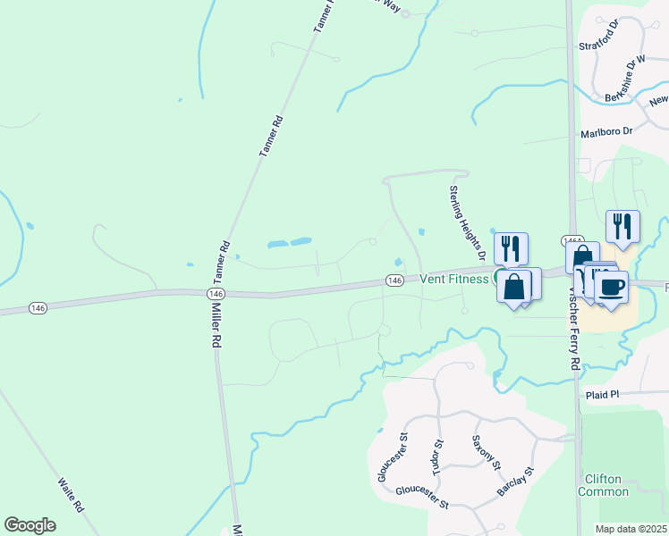 map of restaurants, bars, coffee shops, grocery stores, and more near 23 Vista Court in Saratoga County