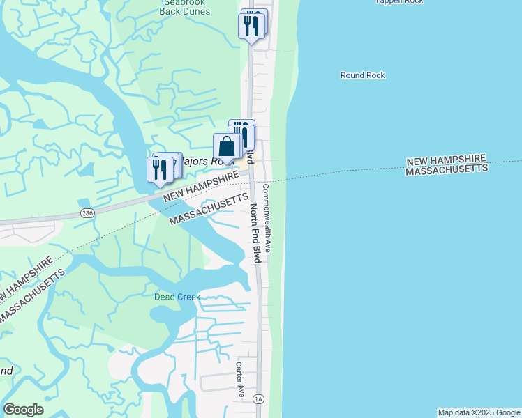 map of restaurants, bars, coffee shops, grocery stores, and more near 566 North End Boulevard in Salisbury