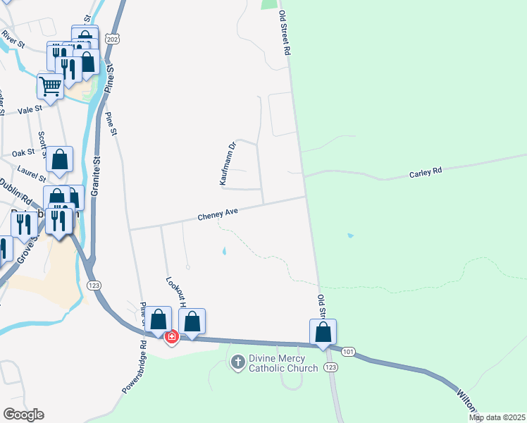 map of restaurants, bars, coffee shops, grocery stores, and more near 93 Cheney Avenue in Peterborough