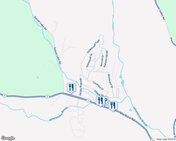map of restaurants, bars, coffee shops, grocery stores, and more near 13 Winding Hill Road in West Brattleboro
