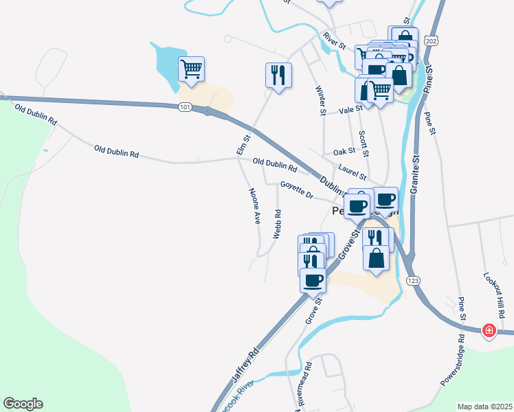 map of restaurants, bars, coffee shops, grocery stores, and more near 42 Noone Avenue in Peterborough