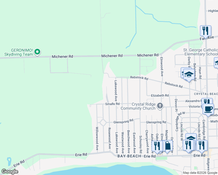 map of restaurants, bars, coffee shops, grocery stores, and more near 146 Hetram Court in Fort Erie