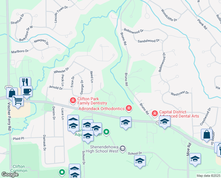 map of restaurants, bars, coffee shops, grocery stores, and more near 49 Green Meadow Drive in Saratoga County