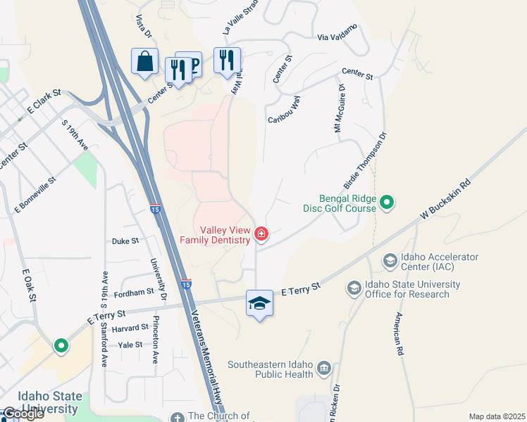 map of restaurants, bars, coffee shops, grocery stores, and more near 3149 Goldfield Drive in Pocatello