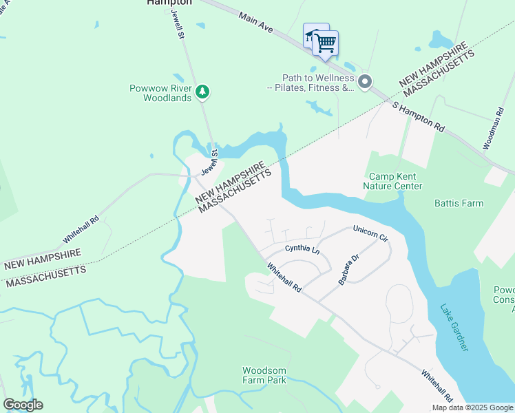 map of restaurants, bars, coffee shops, grocery stores, and more near 22 Mason Court in Amesbury