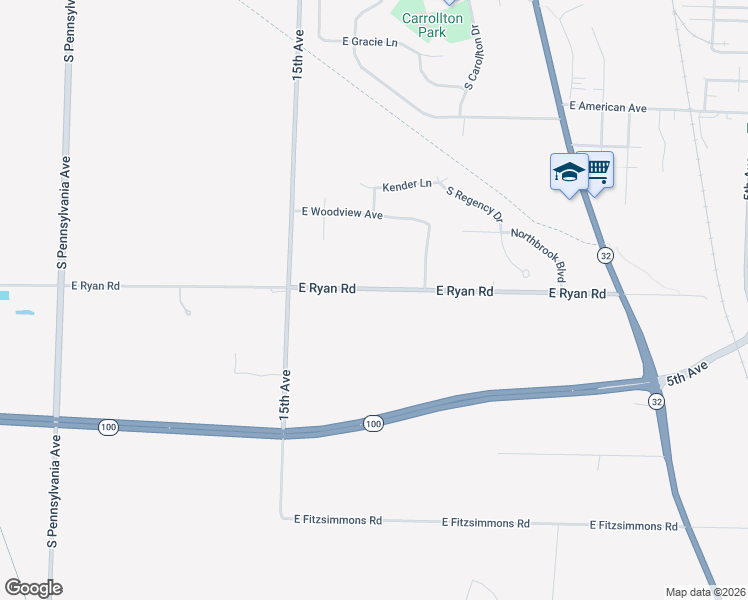 map of restaurants, bars, coffee shops, grocery stores, and more near 3323 East Ryan Road in Oak Creek