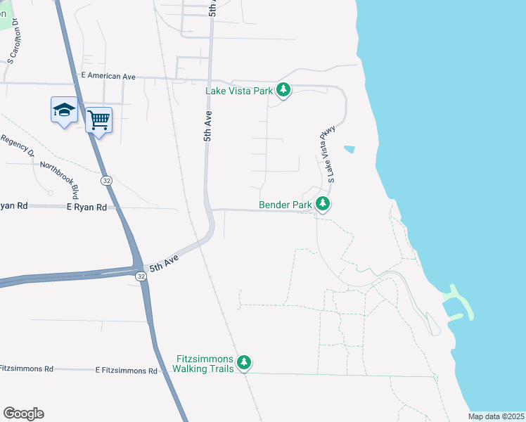 map of restaurants, bars, coffee shops, grocery stores, and more near 4503 East Ryan Road in Oak Creek