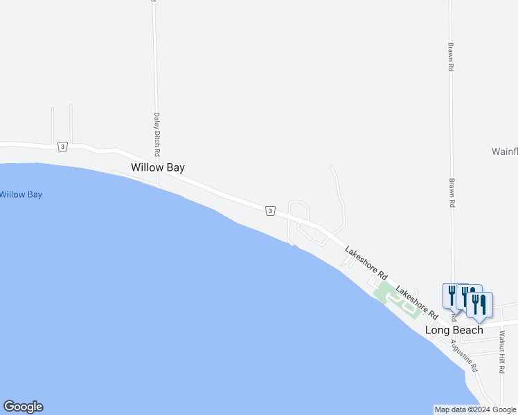 map of restaurants, bars, coffee shops, grocery stores, and more near 2309 Long Beach Road in Niagara Regional Municipality