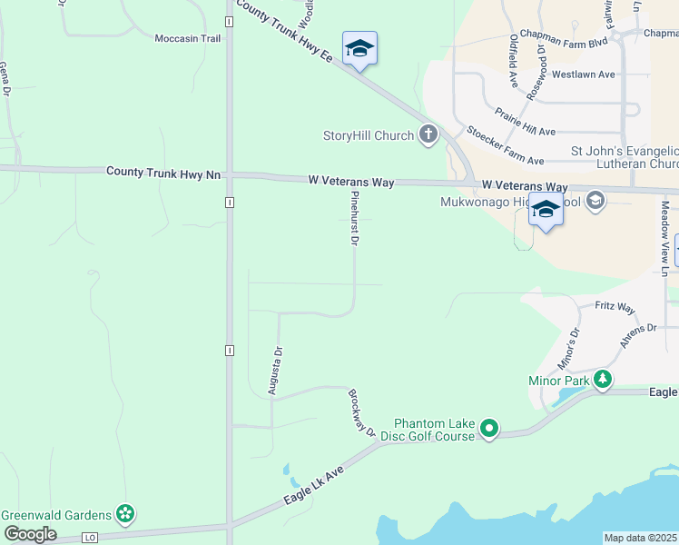 map of restaurants, bars, coffee shops, grocery stores, and more near 810 Medina Dr in Mukwonago