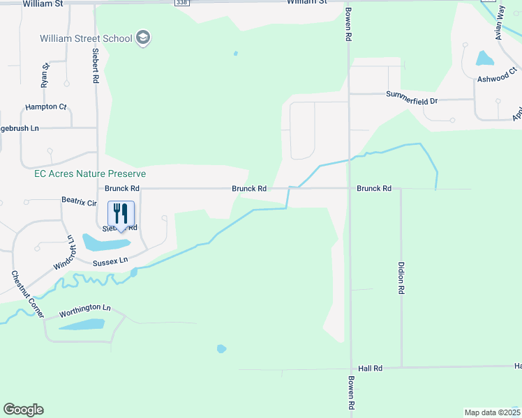 map of restaurants, bars, coffee shops, grocery stores, and more near 101 Brunck Road in Lancaster