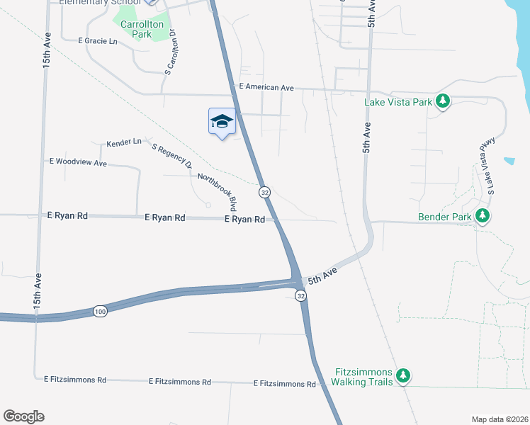 map of restaurants, bars, coffee shops, grocery stores, and more near 9503 South Chicago Road in Oak Creek