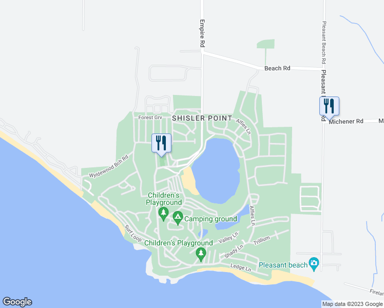 map of restaurants, bars, coffee shops, grocery stores, and more near 70 Empire Road in Port Colborne