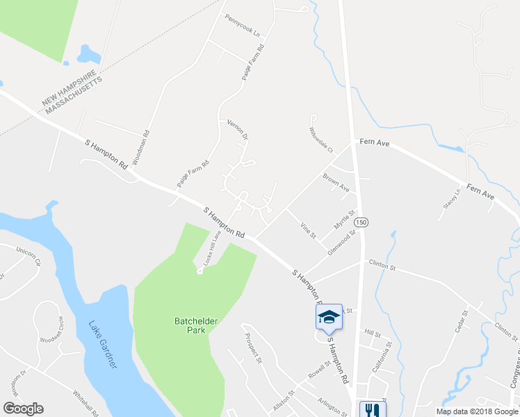 map of restaurants, bars, coffee shops, grocery stores, and more near 148 Whittier Meadows Drive in Amesbury
