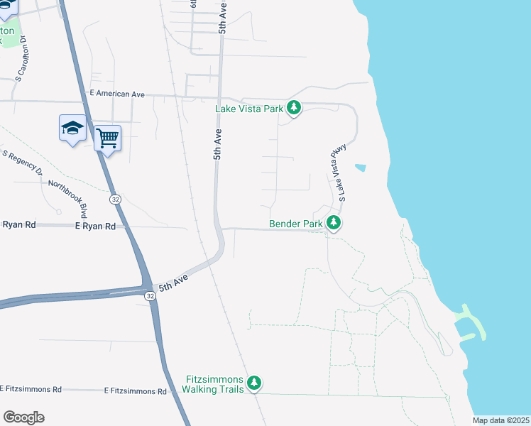 map of restaurants, bars, coffee shops, grocery stores, and more near 4503 East Ryan Road in Oak Creek