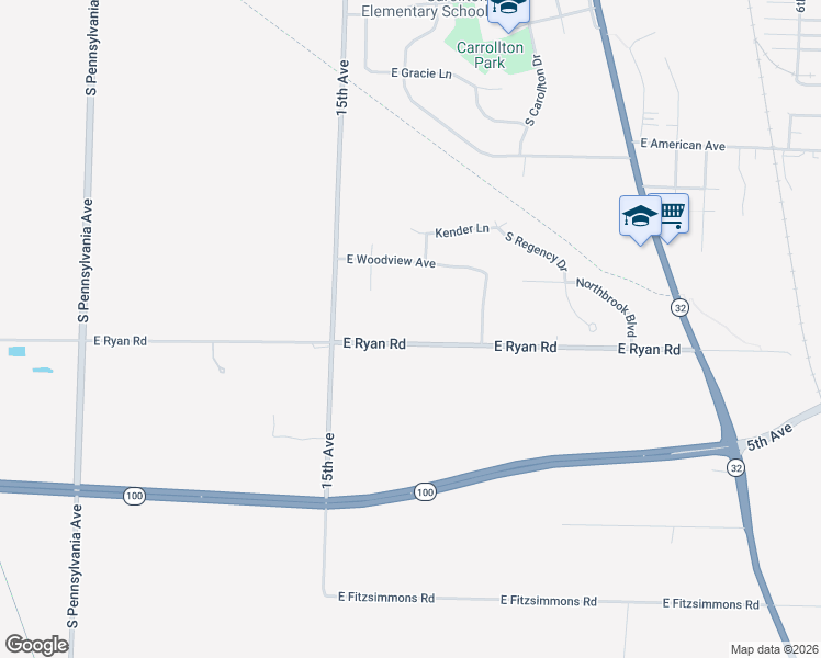 map of restaurants, bars, coffee shops, grocery stores, and more near 3323 East Ryan Road in Oak Creek