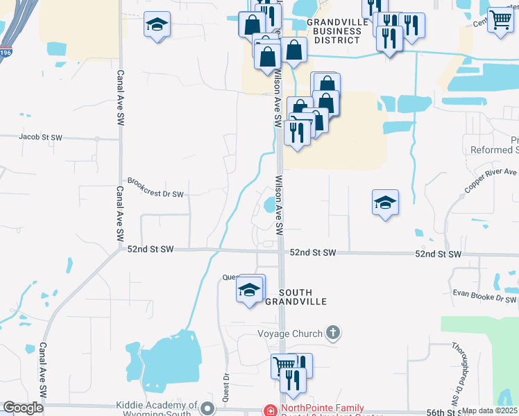 map of restaurants, bars, coffee shops, grocery stores, and more near 5081 Harbor House Lane in Wyoming