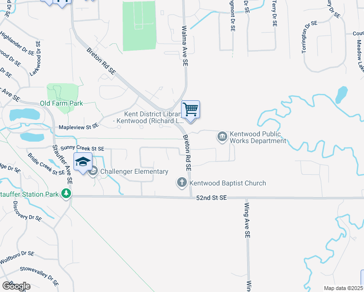 map of restaurants, bars, coffee shops, grocery stores, and more near 2775 Rum Creek Drive Southeast in Kentwood