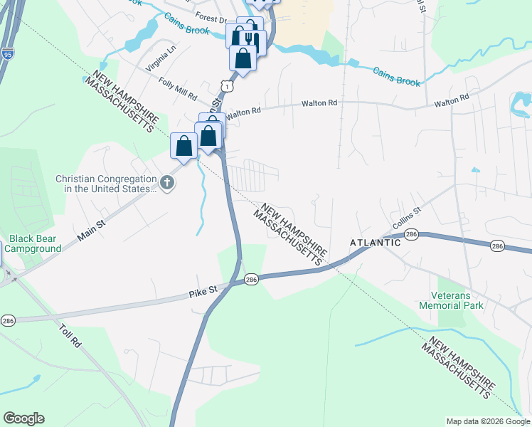 map of restaurants, bars, coffee shops, grocery stores, and more near 34 Brooks Road in Seabrook