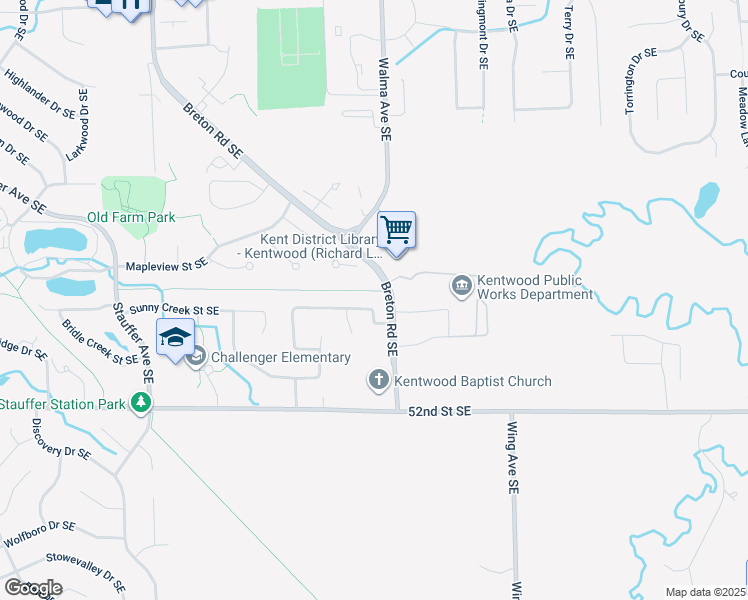 map of restaurants, bars, coffee shops, grocery stores, and more near 2775 Rum Creek Drive Southeast in Kentwood
