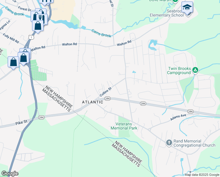 map of restaurants, bars, coffee shops, grocery stores, and more near 3 Bergeron Way in Seabrook