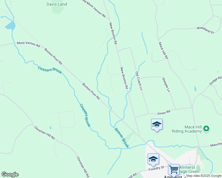 map of restaurants, bars, coffee shops, grocery stores, and more near 17 New Boston Road in Amherst