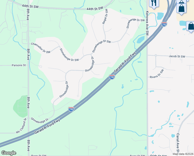 map of restaurants, bars, coffee shops, grocery stores, and more near 356 Normandy Court Southwest in Grandville